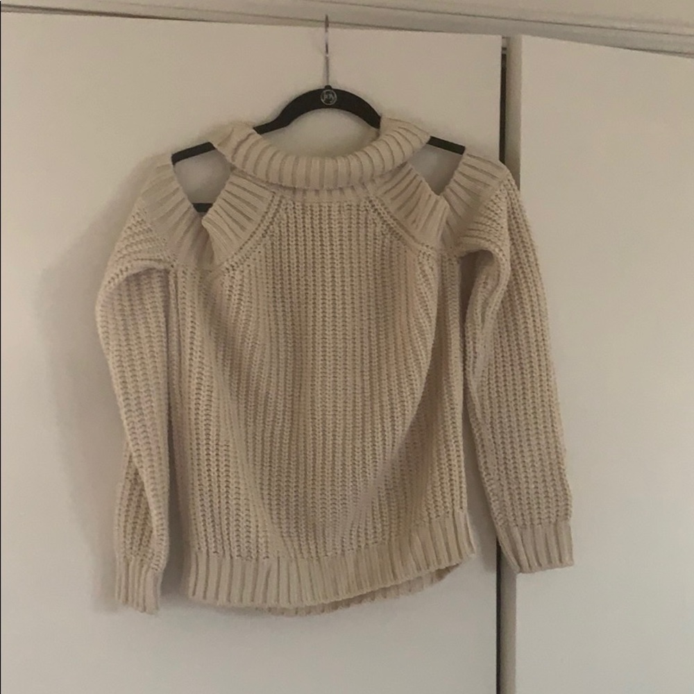 Cream, off the shoulder Sweater